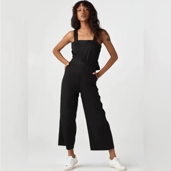 VETTA • The Apron Black 3-Way Tie Back Jumpsuit • Washed Black Grey Tencel • 0 - Picture 2 of 13